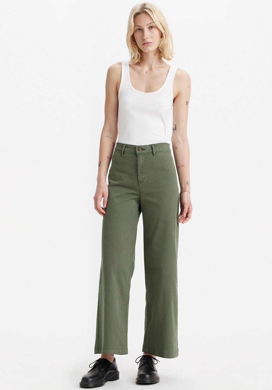 Тканевые брюки LEVI'S  Wide leg Pants, оливковый — фото 3