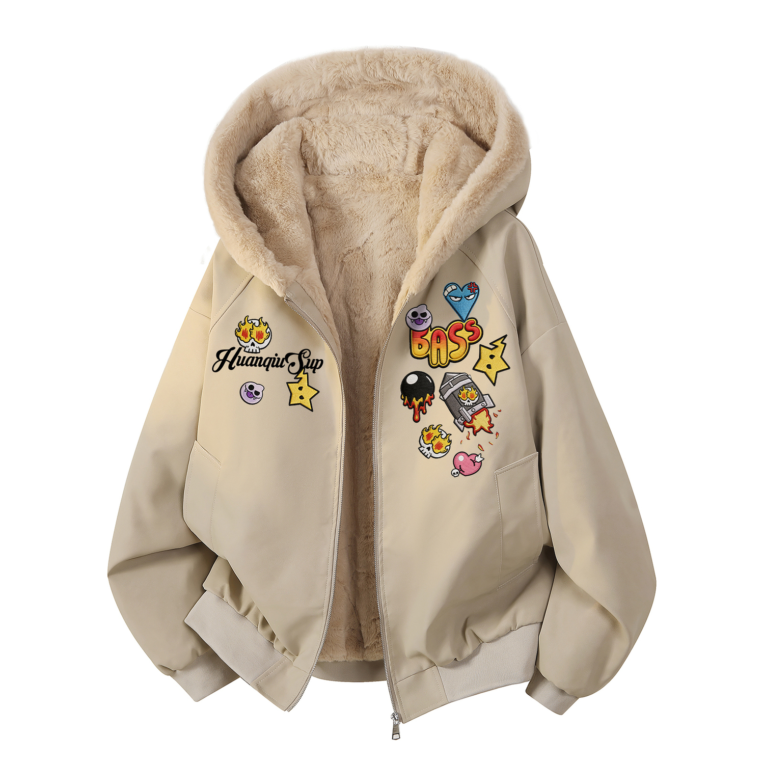 

Пуховик Unisex с капюшоном и флисовой подкладкой HUANQIU, оранжевый