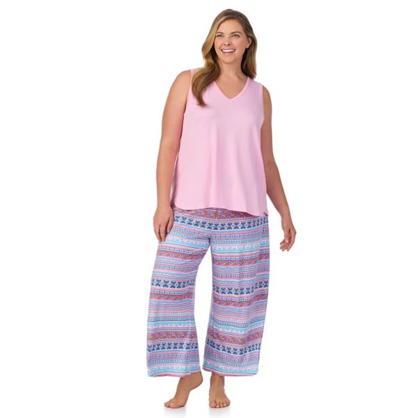 

Комплект пижамы oversize с безрукавкой и брюками-клеш Cuddl Duds, цвет cream fairisle