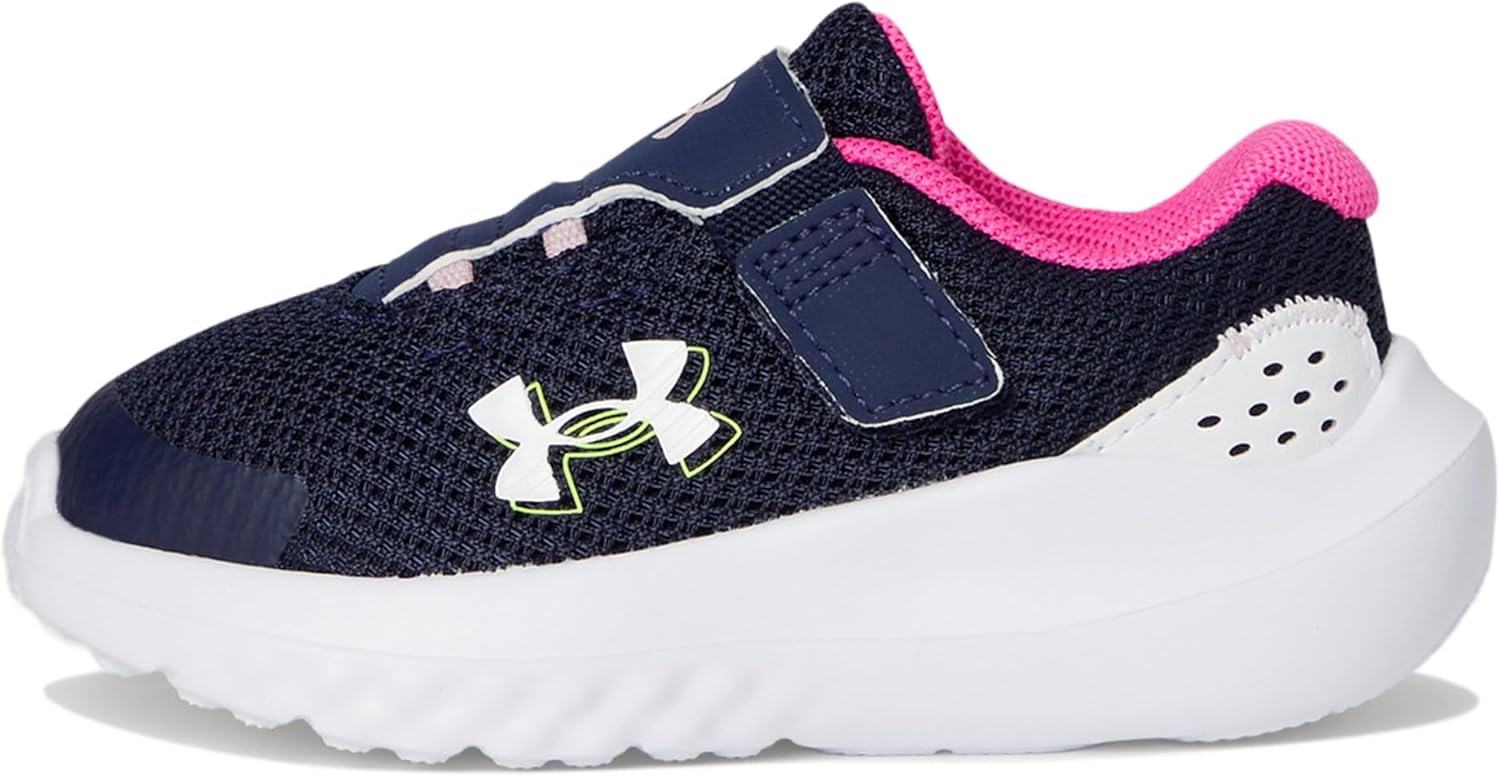 Детские кроссовки Under Armour Baby Girls' Surge 4 с альтернативной застежкой, (410) Midnight Navy/Rebel Pink/White — фото 4
