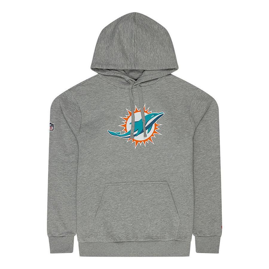

Мужская толстовка с капюшоном New Era с логотипом NFL Miami Dolphins серого цвета