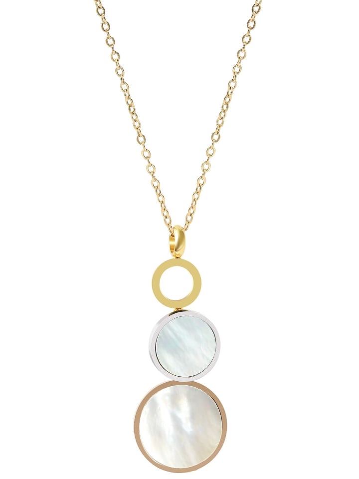 

Adeliás Женское колье из нержавеющей стали с перламутровой вставкой, 43 см, серебро