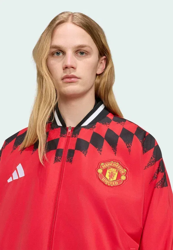 Толстовка с капюшоном Adidas Performance Manchester United Stadium Track Top Club Wear, красная — фото 3