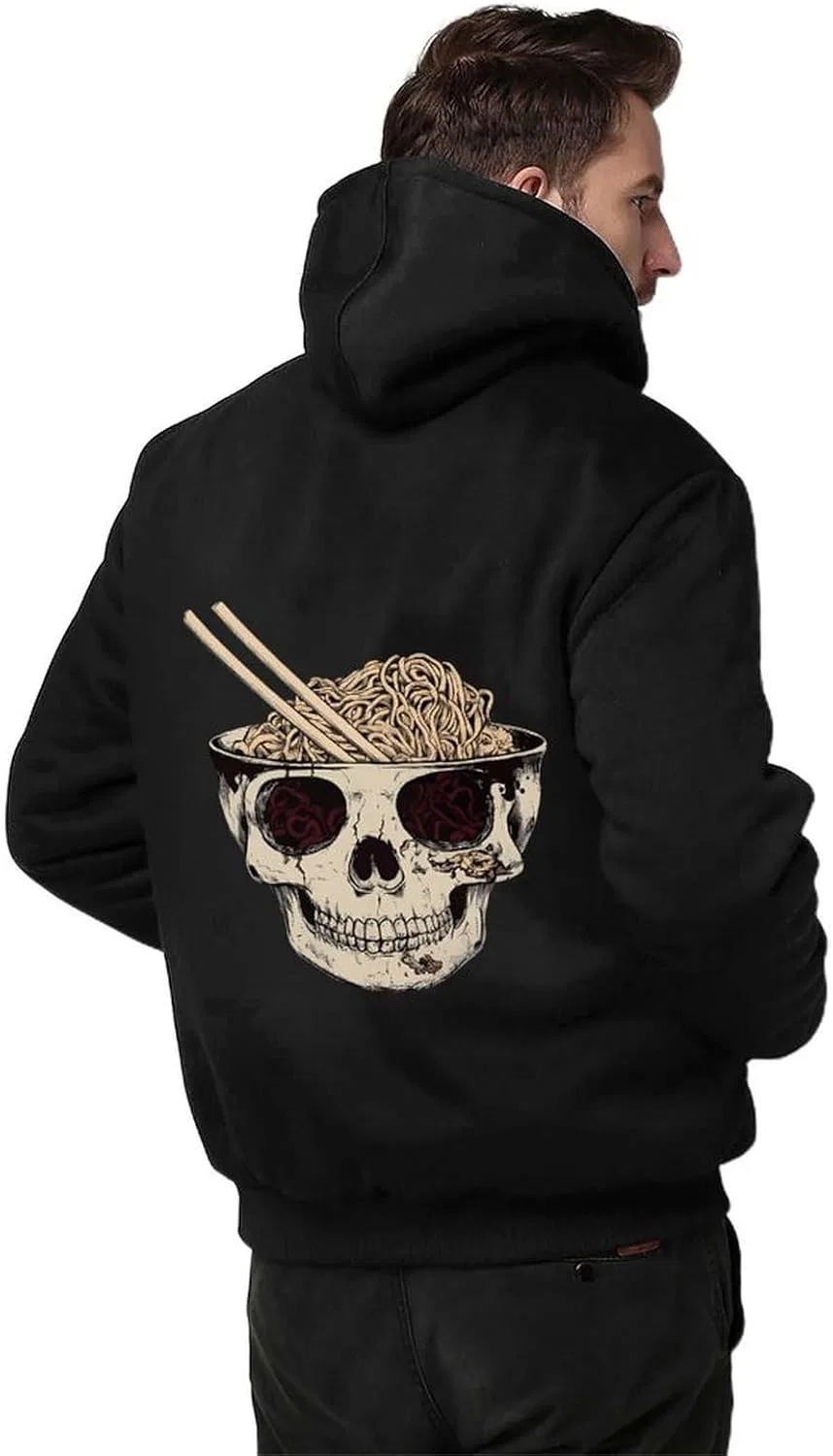 Толстовки Ramen Brain для мужчин, толстая толстовка на молнии, флисовая толстовка, зимняя теплая куртка — фото 2