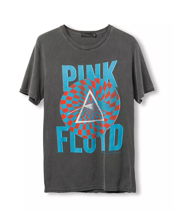 

Винтажная футболка унисекс с круглым узором Pink Floyd Junk Food Clothing, серый