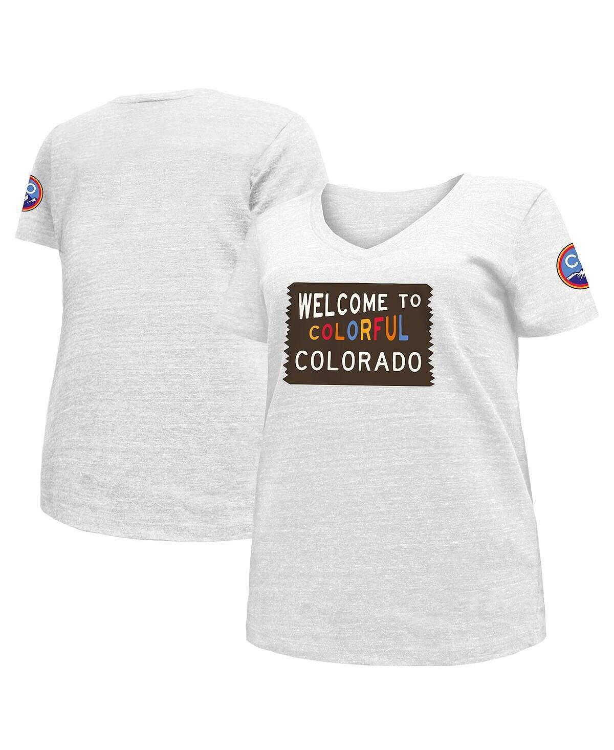 

Женская белая футболка Colorado Rockies 2022 City Connect больших размеров с v-образным вырезом New Era, белый