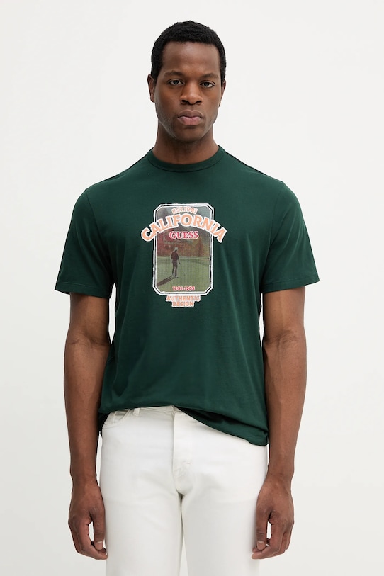 

Хлопковая футболка PANORAMA Guess, зеленый