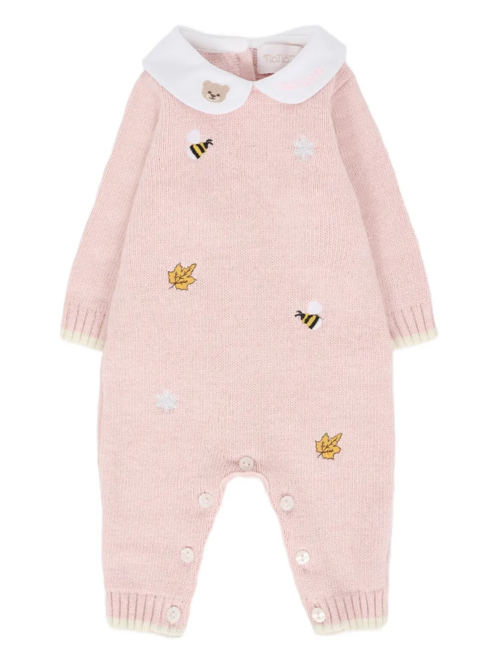 

Вязаный ромпер с вышитым воротником Nanan, розовый