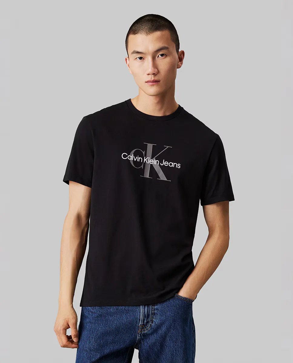 

Мужская футболка с коротким рукавом с монограммой Calvin Klein Jeans, черный