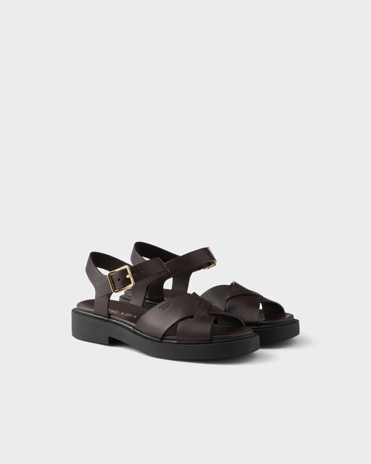 Кожаные сандалии Prada, коричневый