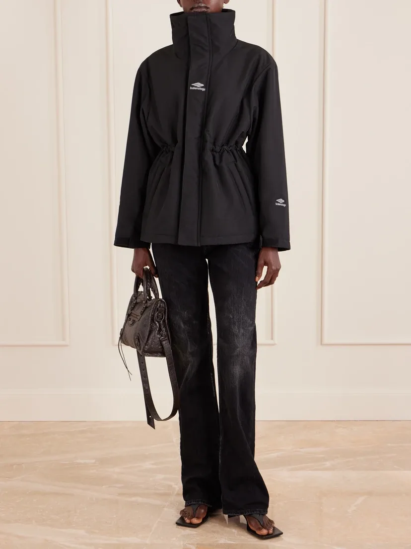 Стеганая лыжная куртка из рипстопа с вышивкой BALENCIAGA, черный — фото 2