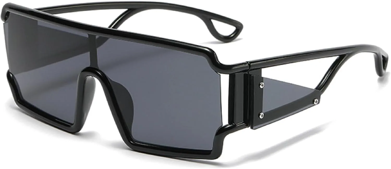 

Ретро цельные квадратные солнцезащитные очки конфетных цветов для женщин, модные, уникальные, с полыми широкими дужками, мужские солнцезащитные очки mincl, Black