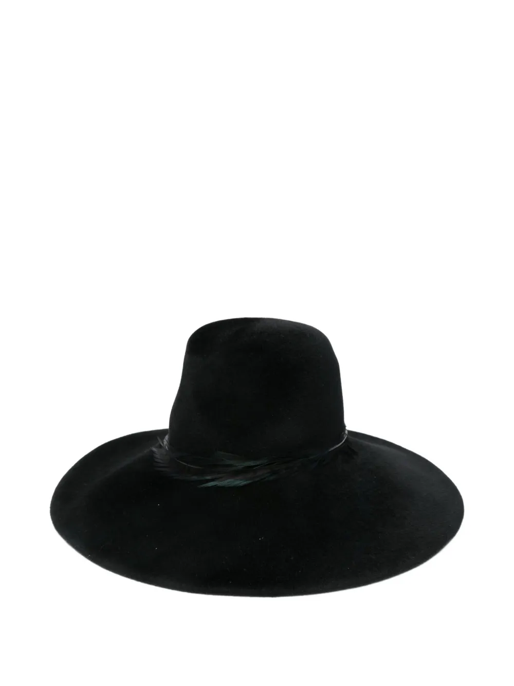 

Шляпа с широкими полями и отделкой из перьев Yesey, черный