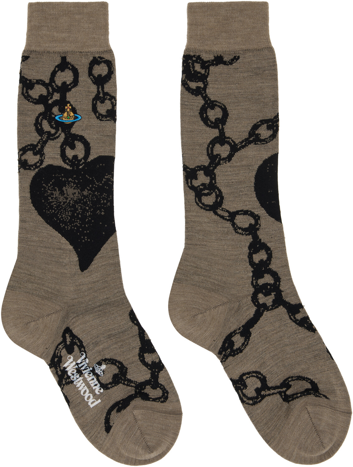 

Носки с цепочкой серо-коричневого цвета Vivienne Westwood