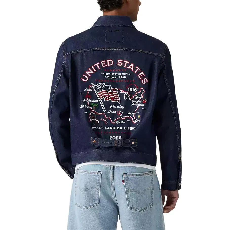 Джинсовая куртка Levis x SHIJIEBEIMEIGUODUI деним синий — фото 3