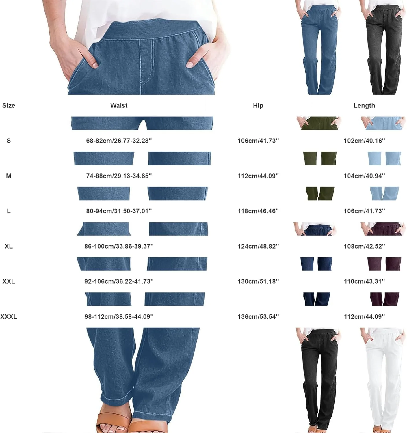 Женские джинсы sweatpant с высокой талией, прямые, stretchy, pull on — фото 4