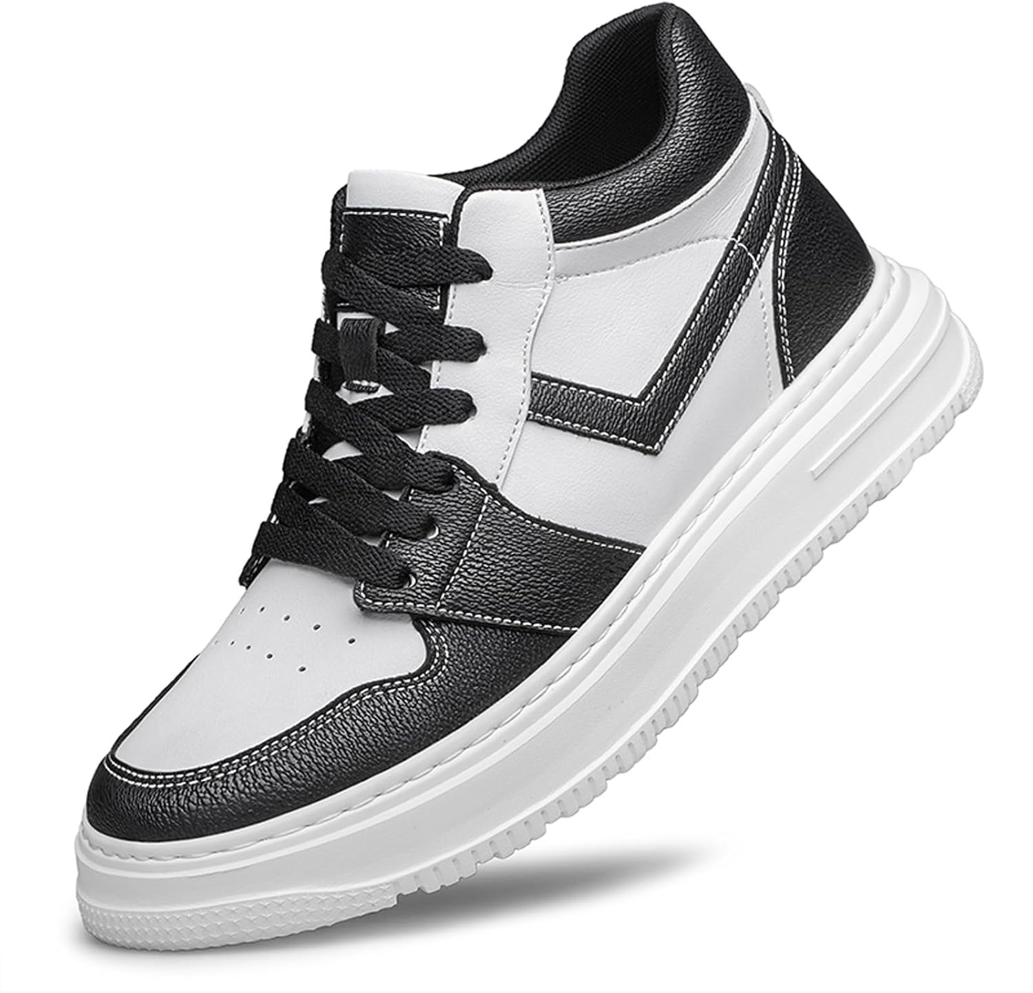 

Мужские туфли ihinzry с увеличением роста, невидимые, с скрытой клиновидной подошвой, кожаные повседневные туфли, делают на 6 см выше, с вкладышами для увеличения роста, белый/черный