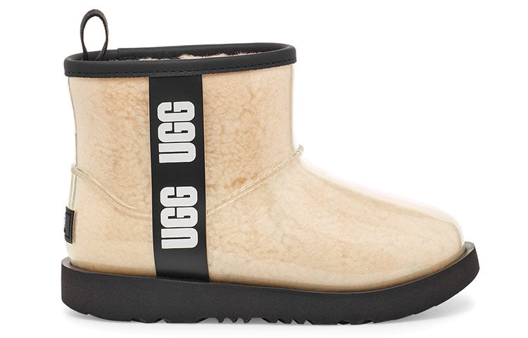 Зимние ботинки UGG Classic Clear Mini II Large LOGO Fleece Lined Big Boys Beige, кремовый — фото 2