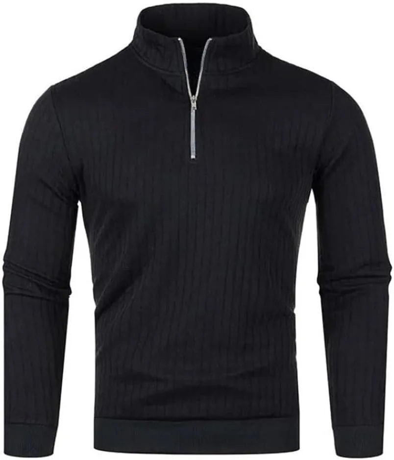 Мужской полувысокий воротник свитер Vintage Zipper Pullover Casual Knit — фото 3