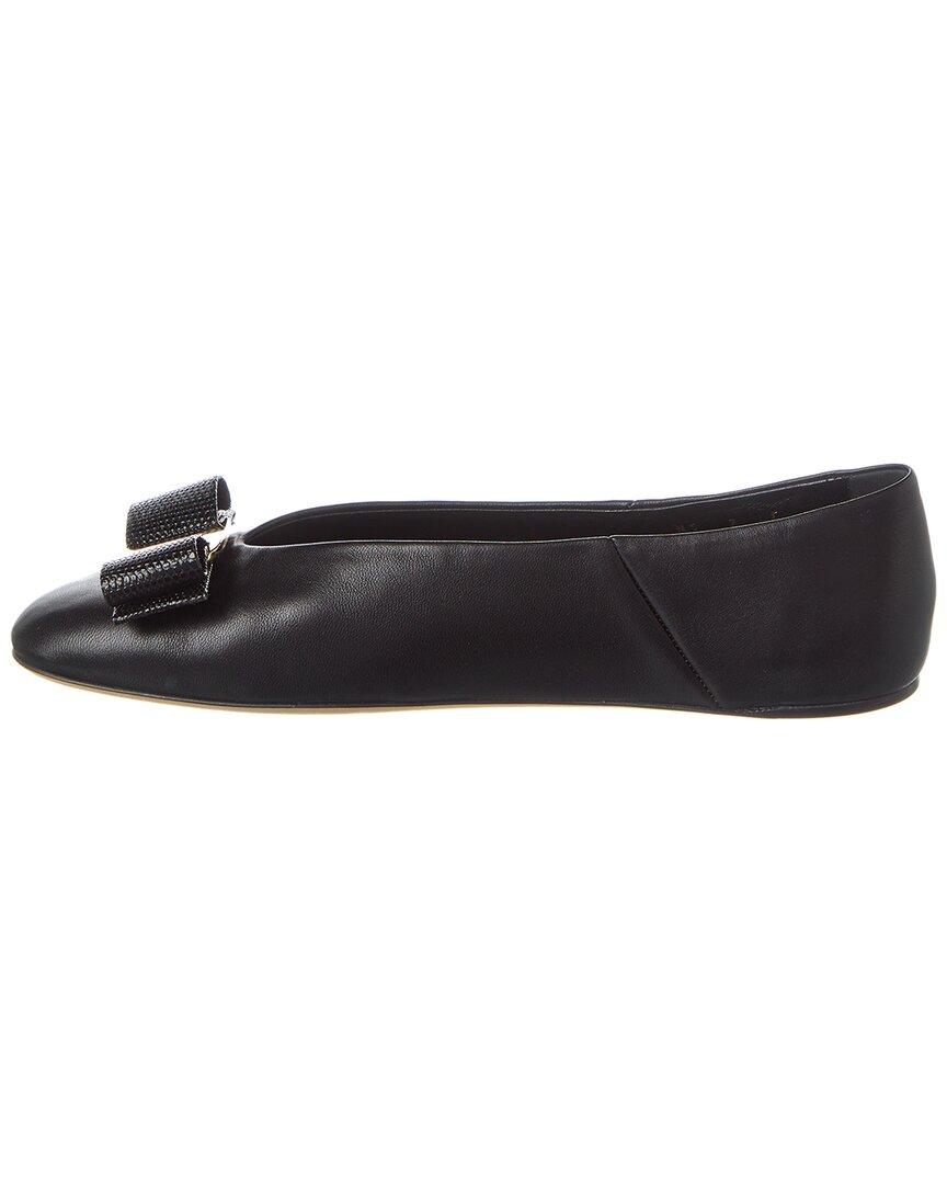 Ferragamo Vara Bow кожаные балетки с бантом Salvatore Ferragamo, черный — фото 2