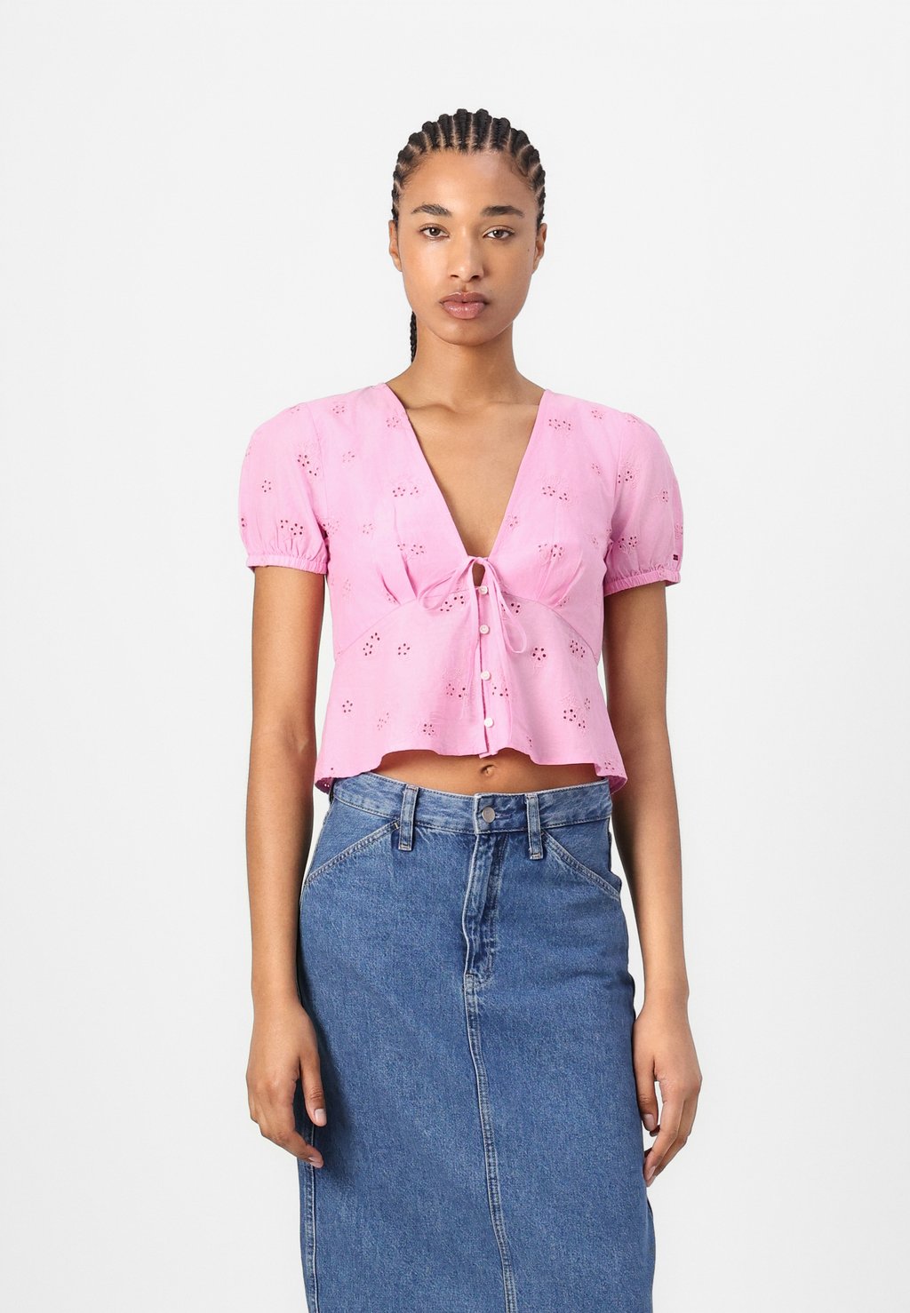 

Блуза TIE FRONT BRODERIE Tommy Jeans, розовый