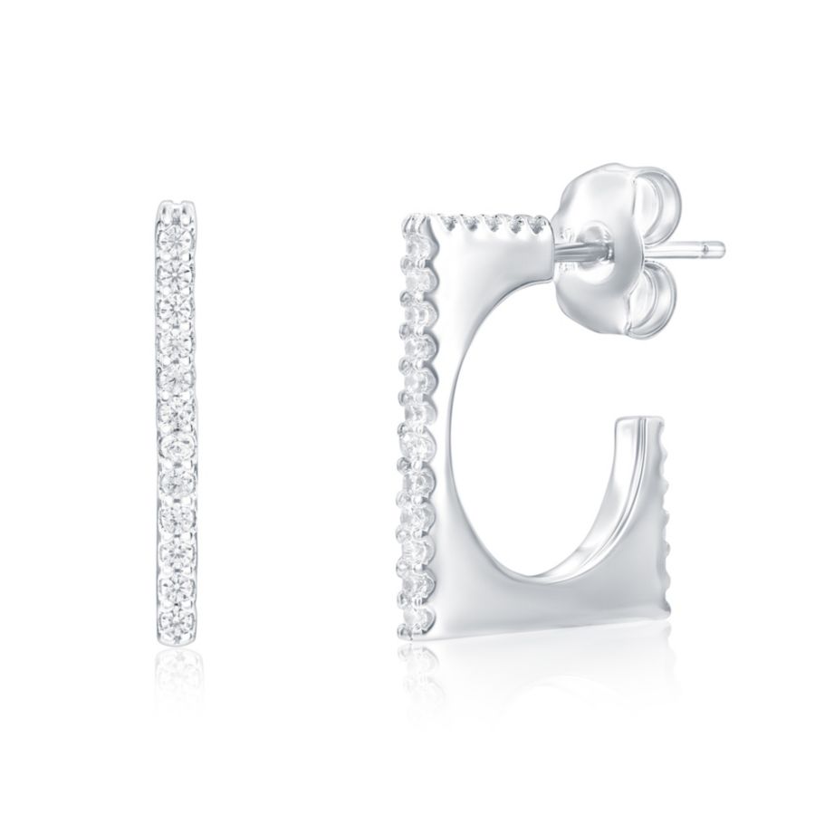 

Серьги-кольца Suzy Levian из стерлингового серебра с кубическим цирконием, квадратной формы, открытые для ношения Suzy Levian New York, Silver