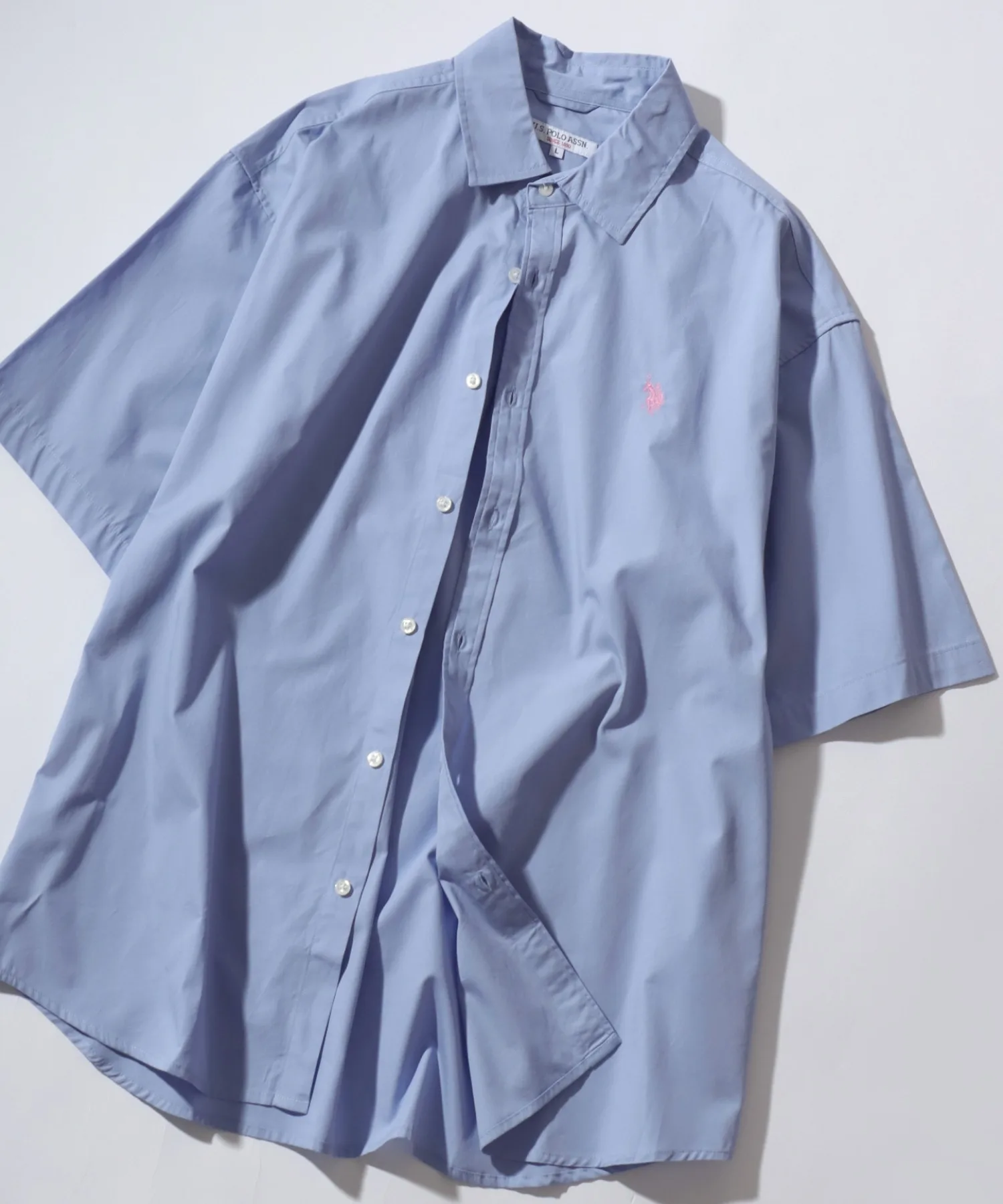 Унисекс рубашка оверсайз с вышивкой U.S. POLO ASSN. Oversize Point Embroidery светло-голубая