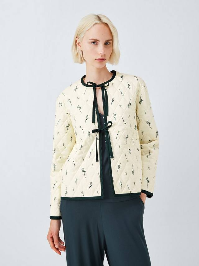 

Стёганая куртка для отдыха с цветочным узором John Lewis, Khaki/Cream