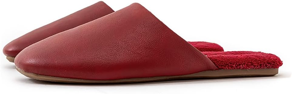 

Домашние тапочки Yafirgeer с подкладкой из флиса для женщин и мужчин, закрытым носком, тихие, элегантные, шлепанцы, красный