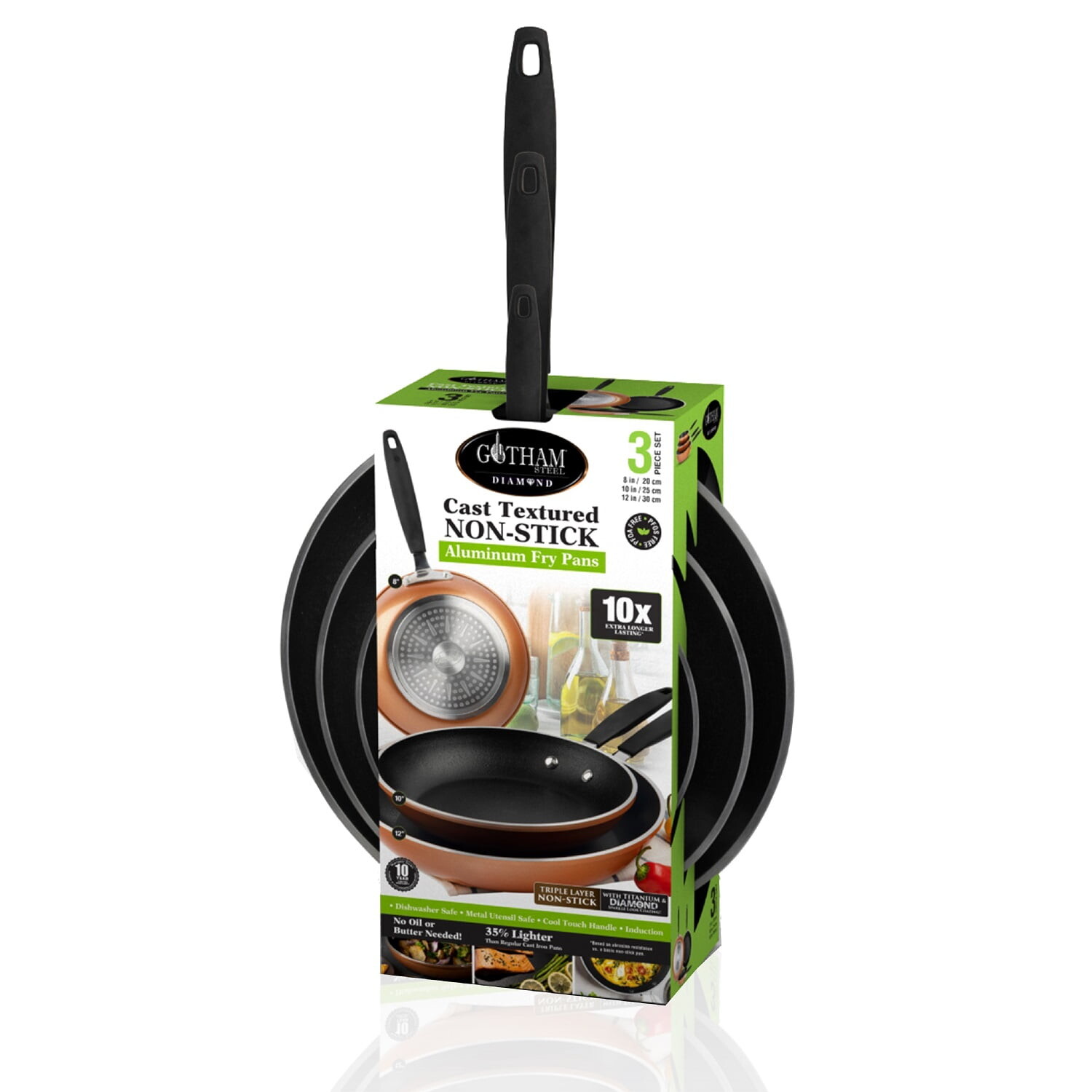 

Набор сковород Gotham Steel Diamond 3 шт, медный