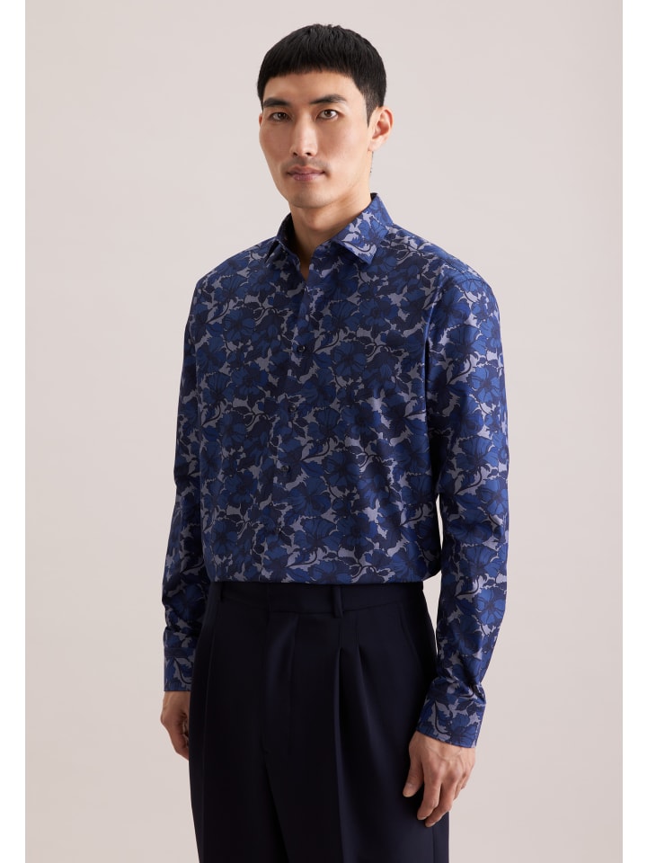 

Seidensticker Деловая рубашка, стандартный размер, темно-синего цвета