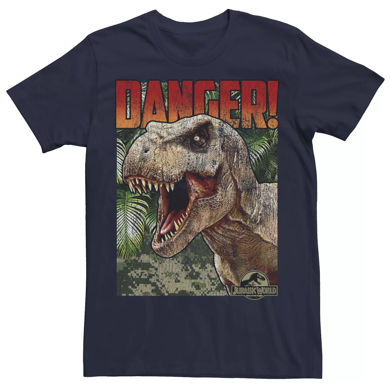 

Мужская футболка Jurassic World Danger T-Rex с графическим плакатом в стиле ретро Licensed Character, синий