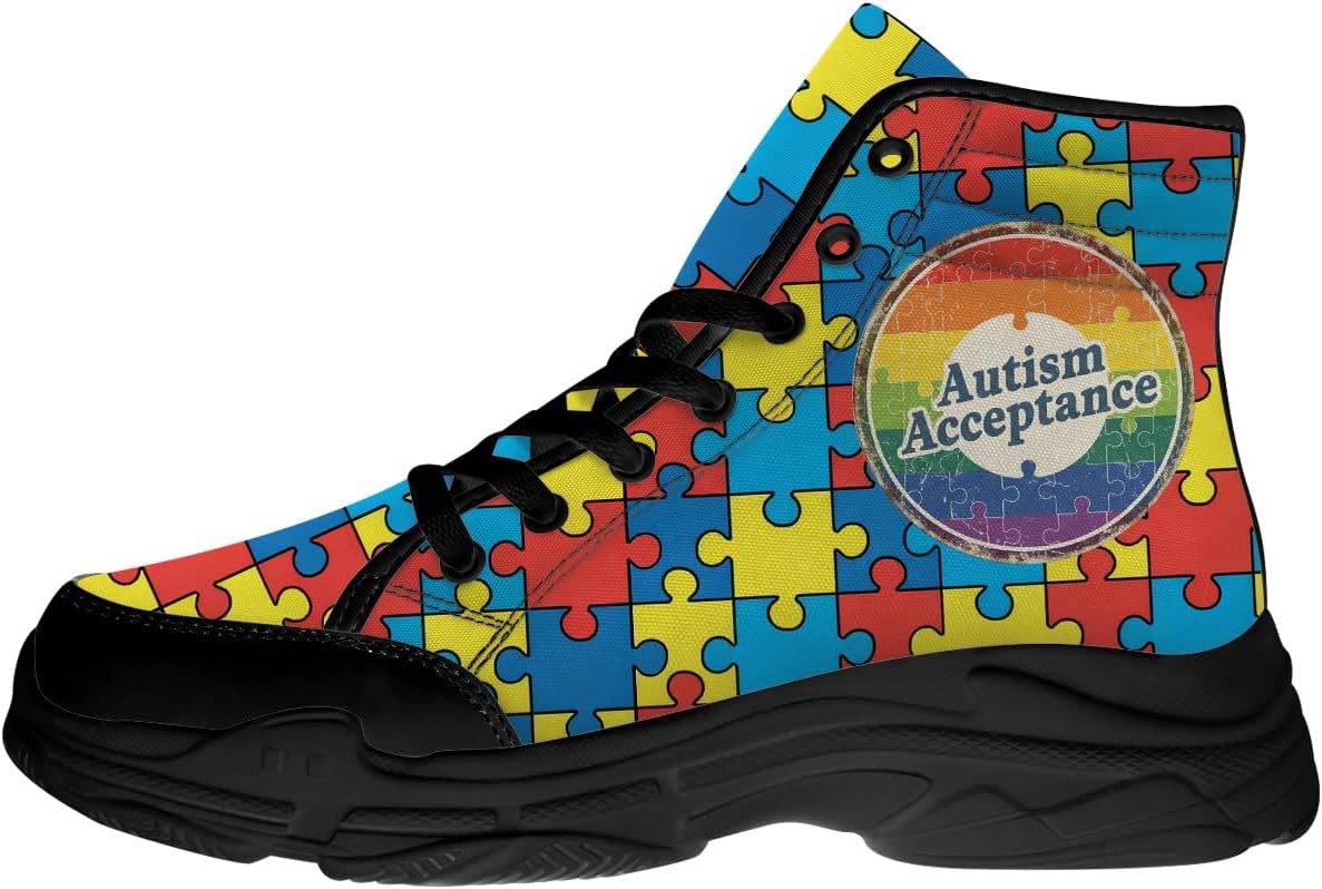 

Кеды на высокой подошве для женщин и мужчин с аутизмом, тканевые туфли на шнуровке на платформе, подарки для нее и для него Generic, 3108 Multicolor