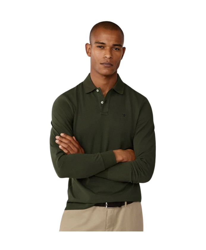 

Поло-Рубашка пике с длинными рукавами, приталенного кроя. Hackett, зеленый