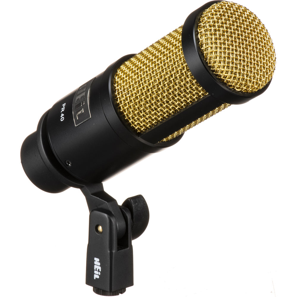 

Динамический кардиоидный студийный микрофон Heil Sound PR 40 с фронтальной направленностью (черный с золотым экраном)