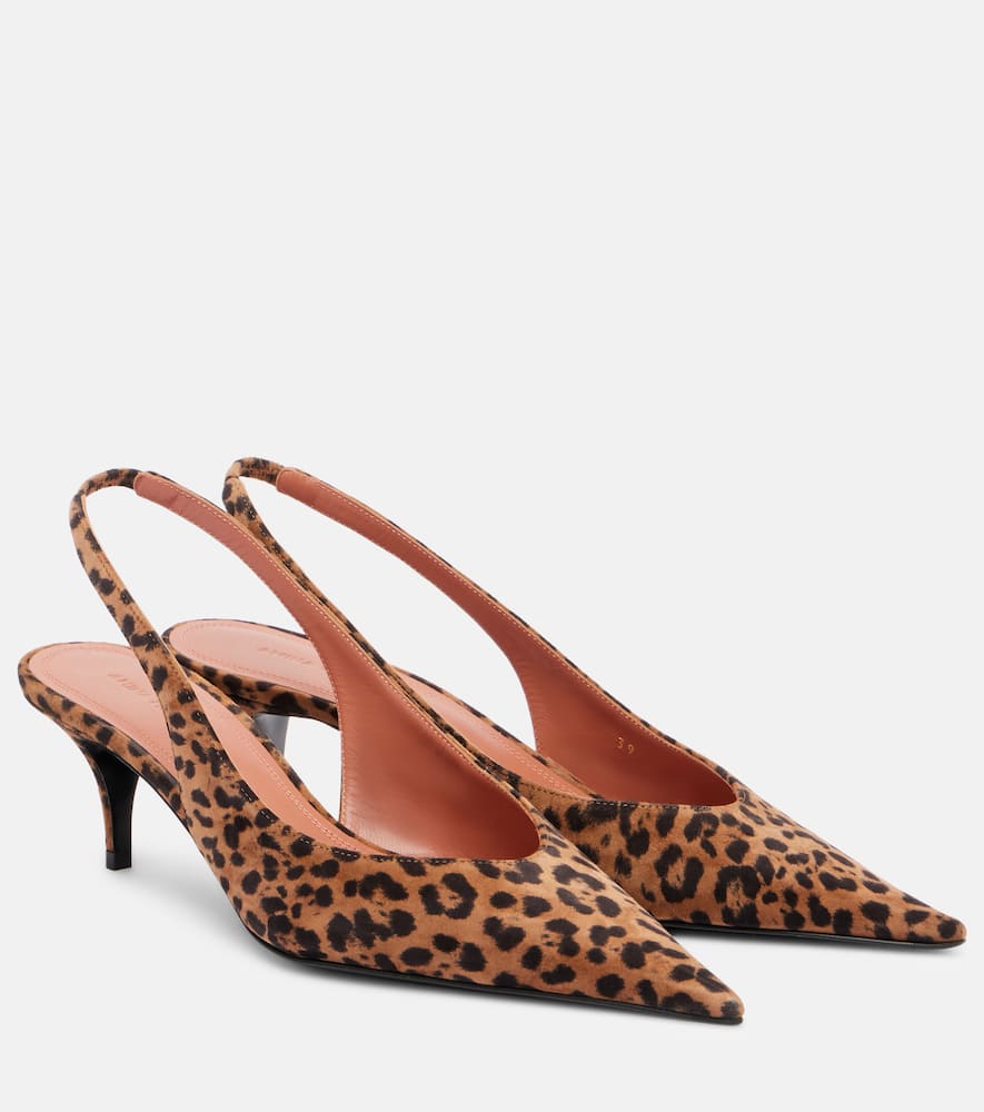 Anok 55 туфли-лодочки на тонком каблуке из замши с леопардовым принтом Amina Muaddi, Leopard