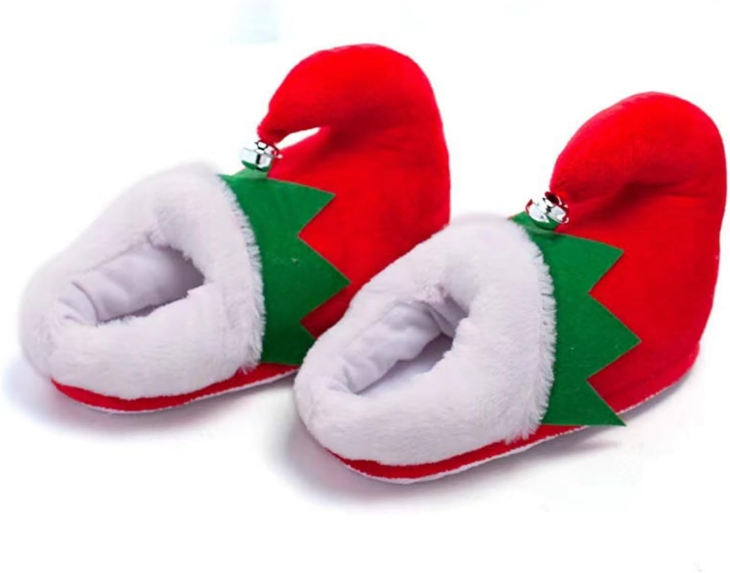 

Рождественские тапочки DOEUIRPTY милые эльфийские сапожки, тапочки Санта-Клауса, плюшевые антискользящие домашние тапочки для женщин и мужчин, красный