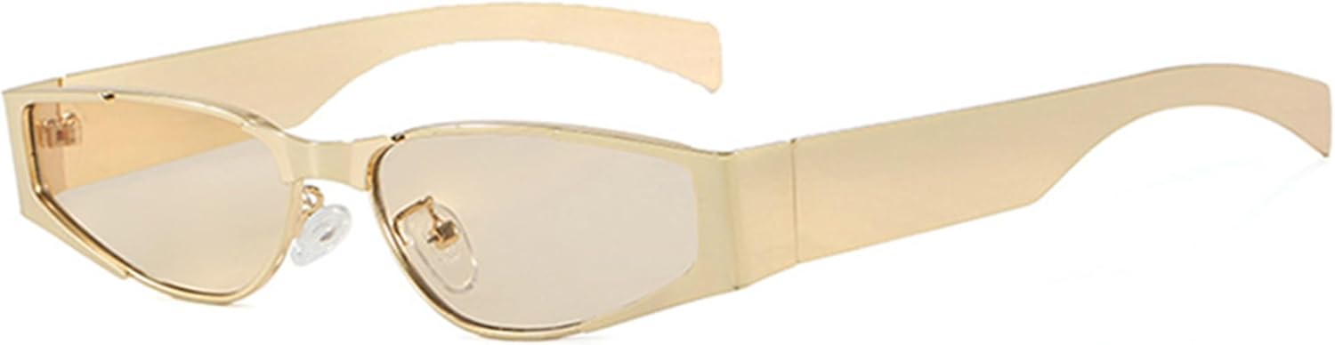 

Солнцезащитные очки Bullabulling в стиле ретро, ​​квадратные, металлические, для женщин и мужчин, 2025 год. Модные винтажные солнцезащитные очки в стиле 90-х, маленькие, узкие, в золотой оправе, Gold Tea