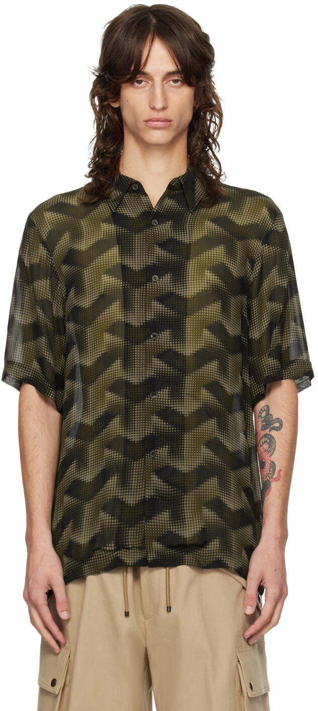 

Серая принтованная рубашка Dries Van Noten