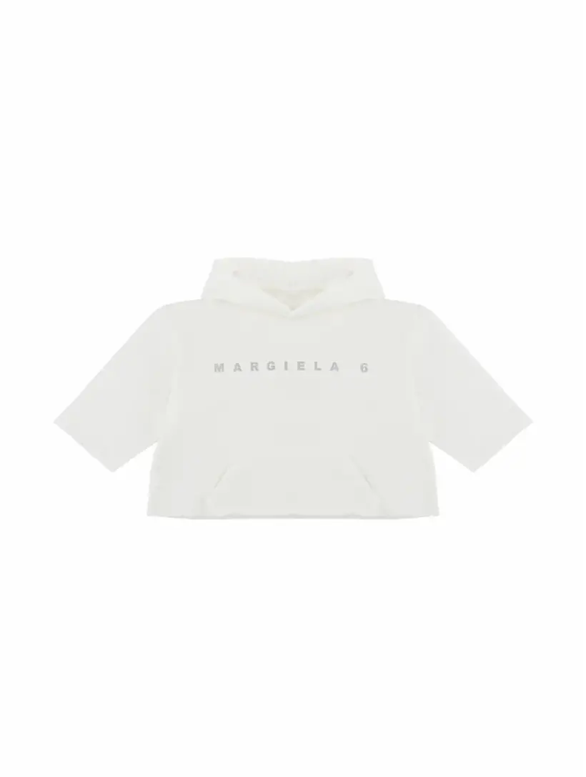 

Хлопковое худи с логотипом MM6 MAISON MARGIELA, белый