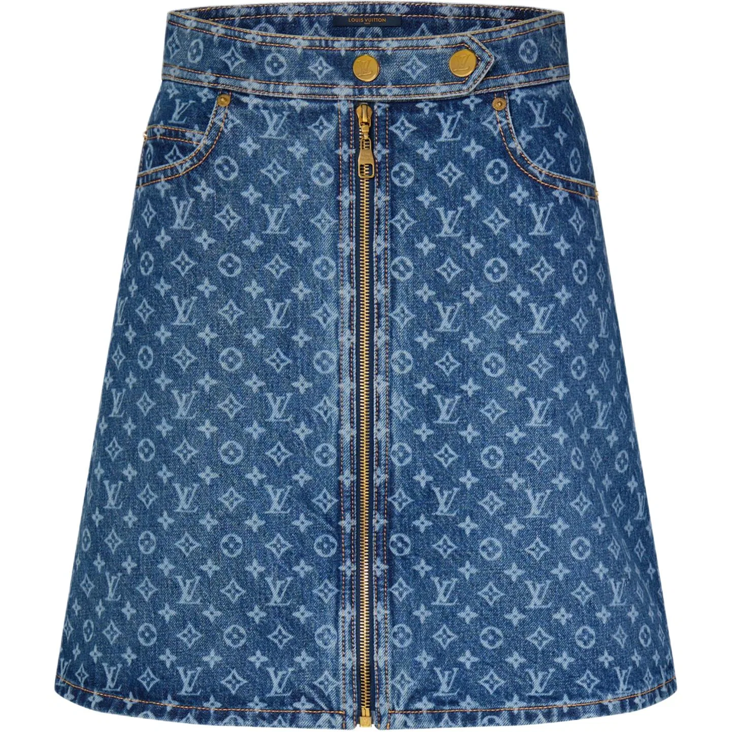 Длинная джинсовая юбка Monogram SS26 Louis Vuitton синяя