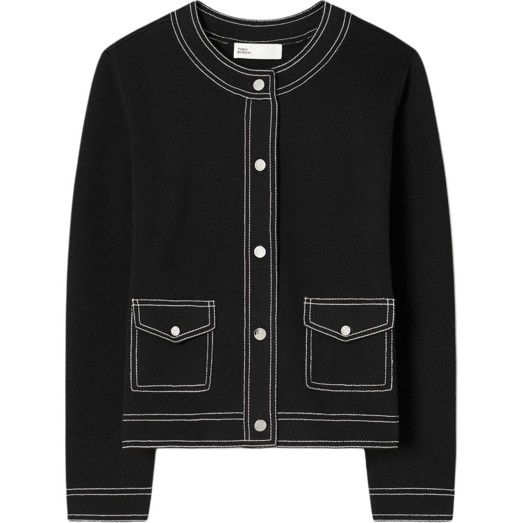 

Tory Burch Женский черный кардиган с круглым вырезом средней длины