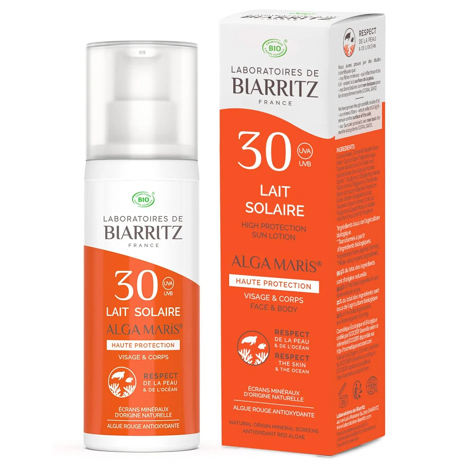 Органическое солнцезащитное молочко SPF30 «ALGA MARIS» от algamaris Laboratoires De Biarritz