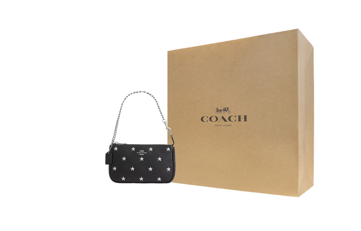 

COACH Сумка женская малая из зернистой кожи личи черная