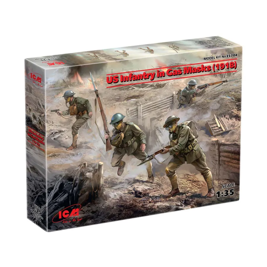 

Пехота США в противогазах (1918 г.), Military Models 1/35 Scale (ICM)