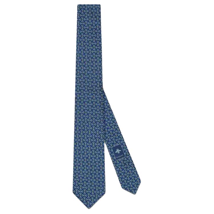 

GUCCI Шелковый галстук с жаккардовым узором Horsebit, Blue
