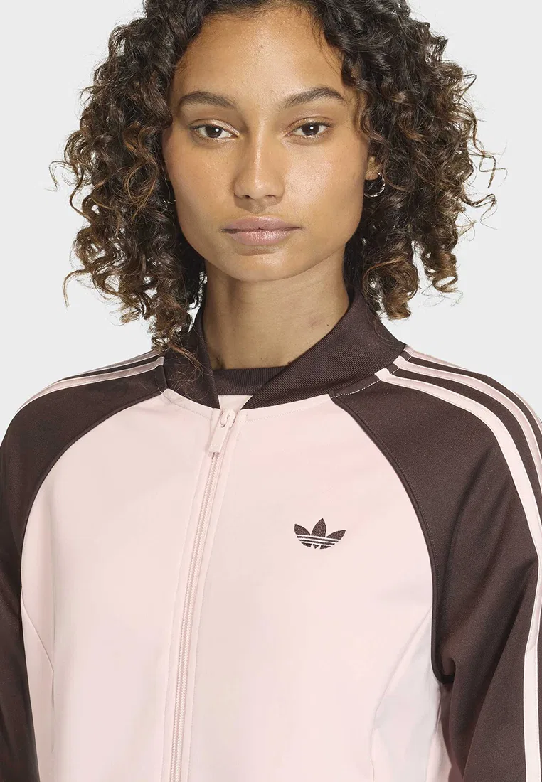 Толстовка спортивная, классическая, SST Adidas, розовый/кофейный — фото 4