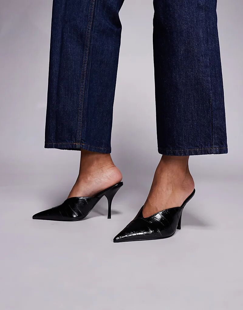 Мюли ASOS DESIGN Pluto на высоком каблуке черного цвета