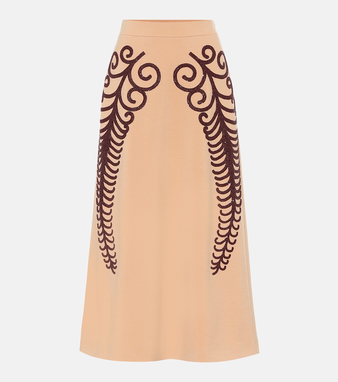 

Юбка-карандаш из шерсти с бисером Prada, Cammeo+Marrone