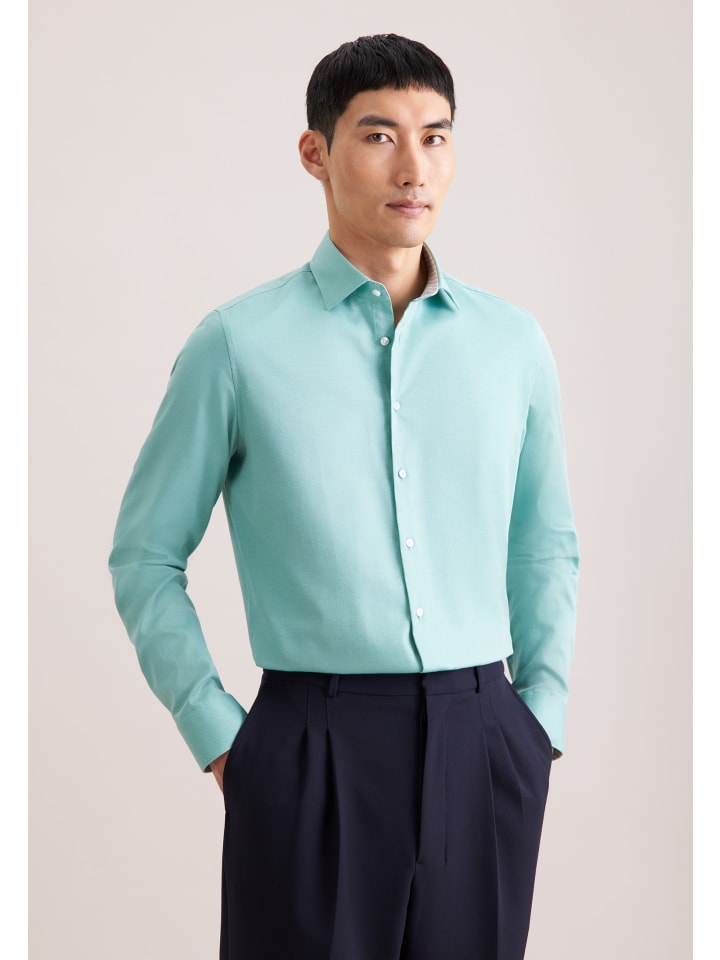 

Seidensticker Приталенная деловая рубашка бирюзового цвета